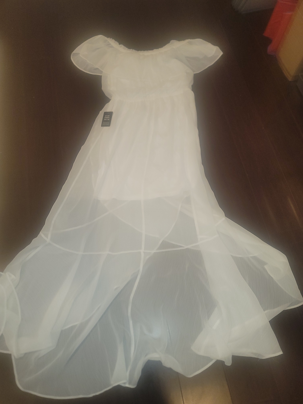 Express White Off-Shoulder Ruffle Maxi Dress - Picture 8 of 9